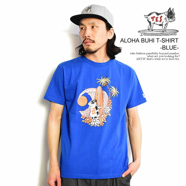 エンドレスサマー Tシャツ The Endless Summer TES ALOHA BUHI T-SHIRT -BLUE- メンズ 半袖 TES USコットン ストリート