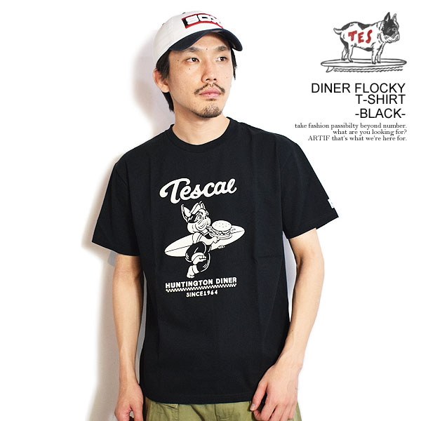 楽天CRESCENT LOTUSエンドレスサマー Tシャツ The Endless Summer TES DINER FLOCKY T-SHIRT -BLACK- メンズ 半袖 TES USコットン 送料無料 ストリート