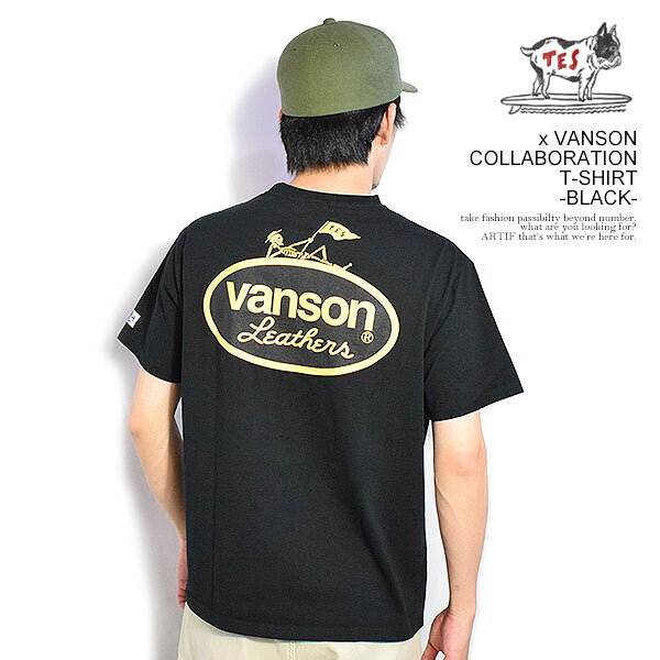 エンドレスサマー Tシャツ The Endless Summer TES x VANSON COLLABORATION T-SHIRT -BLACK- メンズ 半袖 バンソン コラボ TES USコットン 送料無料 ストリート