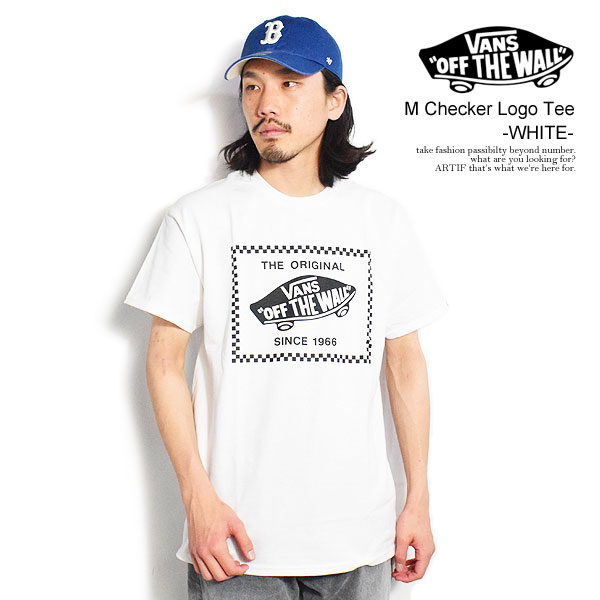 バンズ Tシャツ VANS M Checker Logo Tee -WHITE- メンズ 半袖 半袖Tシャツ チェッカーロゴ 送料無料 ストリート