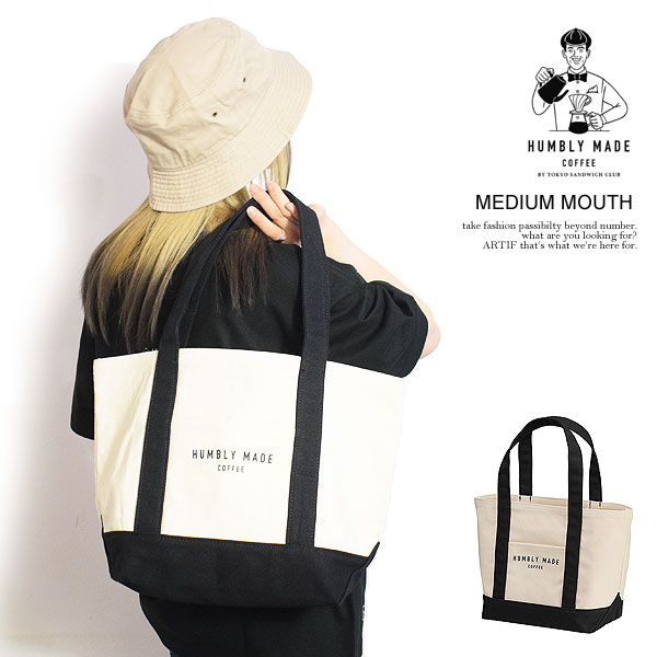 ハンブリーメイドコーヒー トートバッグ HUMBLY MADE COFFEE MEDIUM MOUTH メンズ ミニトート キャンバ..