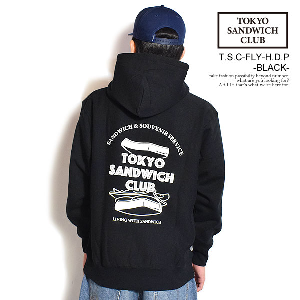 乐天商城 - トウキョウサンドウィッチクラブ パーカー TOKYO SANDWICH CLUB T.S.C-FLY-H.D.P -BLACK- メンズ プルオーバー 裏起毛スウェット 送料無料 ストリート