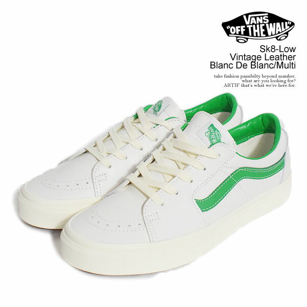 ヴァンズ レザースニーカー メンズ バンズ スニーカー VANS Sk8-Low Vintage Leather Blanc De Blanc/Multi メンズ ローカット スケートロー スケロー 送料無料 ストリート