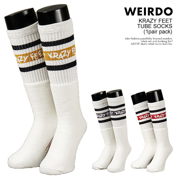 ウィアード ソックス WEIRDO KRAZY FEET - TUBE SOCKS (1pair pack) メンズ 靴下 ハイソックス ラインソックス ストリート