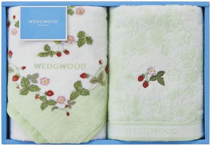 ウェッジウッド ワイルドストロベリー フェイスタオル2P TT84205656G グリーン 内祝 内祝い お祝 御祝 記念品 出産内祝い プレゼント 快気祝い 粗供養 引出物