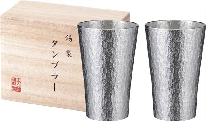 本錫タンブラー225ml 六花（りっか）中ペア（桐箱入） trk-2P 内祝 内祝い お祝 御祝 記念品 出産内祝い プレゼント 快気祝い 粗供養 引出物