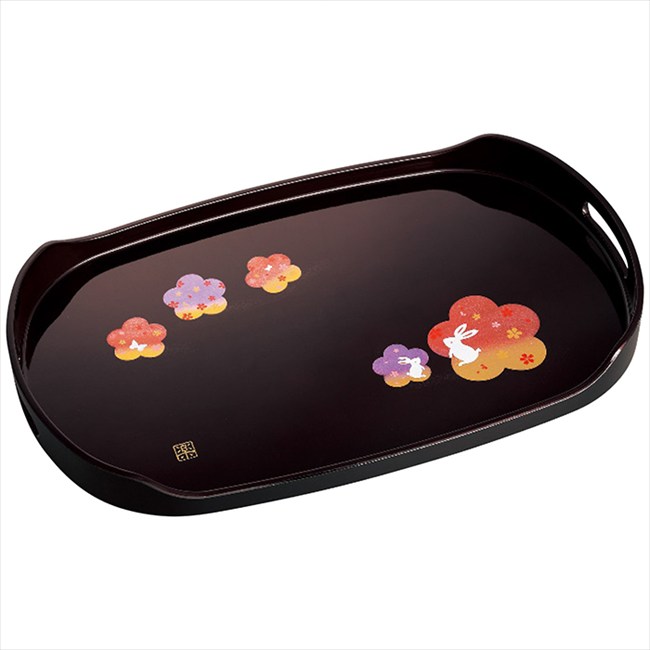 紀州塗 宴うさぎ 溜塗長手盆(尺五) 0094005 内祝 内祝い お祝 御祝 記念品 出産内祝い プレゼント 快気祝い 粗供養 引出物