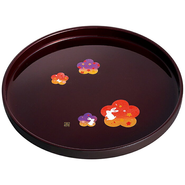 Rakuten - 中西工芸 紀州塗 宴うさぎ 溜塗丸盆(八寸) 内祝 内祝い お祝 御祝 記念品 出産内祝い プレゼント 快気祝い 粗供養 引出物