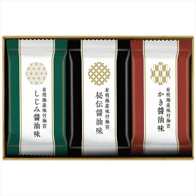 ■商品紹介：しじみとかきの旨みたっぷりの味付海苔と海苔屋秘伝の醤油だれで仕上げた3つの味わいを楽しめる詰合わせです。 ■商品内容：味付海苔(しじみ醤油味)(8切4枚)・味付海苔(秘伝醤油味)(8切4枚)・味付海苔(かき醤油味)(8切4枚)各3袋 ■商品パッケージサイズ：25.5×5×16.2cm メーカー希望小売価格はメーカーカタログに基づいて掲載しています ■さまざまなギフトアイテムをご用意しております。 内祝　内祝い　お祝い返し　ウェディングギフト　ブライダルギフト　引き出物　引出物　結婚引き出物　結婚引出物　結婚内祝い　出産内祝い命名内祝い　入園内祝い　入学内祝い　卒園内祝い　卒業内祝い　就職内祝い　新築内祝い　引越し内祝い　快気内祝い　開店内祝い　二次会披露宴　お祝い　御祝　結婚式　結婚祝い　出産祝い　初節句　七五三　入園祝い　入学祝い　卒園祝い　卒業祝い　成人式　就職祝い　昇進祝い新築祝い　上棟祝い　引っ越し祝い　引越し祝い　開店祝い　退職祝い　快気祝い　全快祝い　初老祝い　還暦祝い　古稀祝い　喜寿祝い　傘寿祝い米寿祝い　卒寿祝い　白寿祝い　長寿祝い　金婚式　銀婚式　ダイヤモンド婚式　結婚記念日　ギフト　ギフトセット　セット　詰め合わせ　贈答品　お返しお礼　御礼　ごあいさつ　ご挨拶　御挨拶　プレゼント　お見舞い　お見舞御礼　お餞別　引越し　引越しご挨拶　記念日　誕生日　父の日　母の日　敬老の日記念品　卒業記念品　定年退職記念品　ゴルフコンペ　コンペ景品　景品　賞品　粗品　お香典返し　香典返し　志　満中陰志　弔事　会葬御礼　法要法要引き出物　法要引出物　法事　法事引き出物　法事引出物　忌明け　四十九日　七七日忌明け志　一周忌　三回忌　回忌法要　偲び草　粗供養　初盆供物　お供え　お中元　御中元　お歳暮　御歳暮　お年賀　御年賀　残暑見舞い　年始挨拶　ボーリング大会　景品　レミパン　ゼリー　スターバックス千疋屋　結婚式　そうめん　ローラアシュレイ　プリン　話題　ディズニー　カタログギフト　ティファール　ビタクラフト　ステンレスタンブラー　リラックマのし無料　メッセージカード無料　ラッピング無料 ギフトにぴったりのアイテムをご紹介！贈り物に悩んでいる方へ、心温まるギフトアイテムを取り揃えました。高品質な食品、ふわふわのタオル、美しい食器、そしてセンスあふれる雑貨まで、幅広いラインナップであなたの大切な人への思いを伝えます。 特徴 高品質：厳選された素材と丁寧な製造工程で作られた商品ばかり。どれも長く愛用いただけます。 多用途：どんなシーンでも使える万能アイテムが揃っています。誕生日、結婚祝い、新築祝いなど、さまざまな場面に最適です。 デザイン：シンプルで洗練されたデザインから、カラフルで個性的なものまで、多彩なバリエーションをご用意。 お手頃価格：高品質ながら手ごろな価格で、コストパフォーマンスも抜群。おすすめの用途とシーン 誕生日プレゼント：大切な人の特別な日を祝うために、実用的かつ心温まるギフトを。食品やタオルは、日常で役立つアイテムとして喜ばれます。 結婚祝い：新しい生活を始めるカップルに、美しい食器やおしゃれな雑貨を。幸せな家庭を築くお手伝いができます。 新築祝い：新しい家に引っ越した友人や家族へ、インテリアにぴったりの雑貨や実用的なタオルを。快適な生活をサポートします。 お返しギフト：感謝の気持ちを込めて、おしゃれで実用的なアイテムを。食品はもちろん、使い心地の良いタオルや美しい食器も喜ばれます。 季節の贈り物：お中元やお歳暮、季節の挨拶として、季節に合ったギフトを。夏には涼しげな雑貨、冬には温かみのあるタオルや食品が最適です。 贈る相手に合わせたおすすめ グルメな方へ：美味しい食品を贈れば、食卓が一層華やかに。特別な時間を演出します。 家庭的な方へ：ふわふわのタオルや使いやすい食器で、日常生活に彩りを。 オシャレな方へ：センスあふれる雑貨で、インテリアを一層魅力的に。 まとめ あなたの気持ちを込めたギフト選びをお手伝いします。どれも心を込めて選んだアイテムばかりです。大切な人への贈り物として、自信を持っておすすめします。 商品概要 [分類] 以下のような商品をお探しの方にオススメです。スイーツ スィーツ スウィーツ Sweets ケーキ お菓子 洋菓子 デザート おやつ 小腹対策 食品 食べ物 / チョコレートケーキ チョコレート ガトーショコラ チーズケーキ 生菓子 生ケーキ ベイクドチーズケーキ [評価・マスコミ] ランキング1位のおすすめ(お勧め オススメ) インスタ映え SNS 評判 今話題の人気商品 [サービス] 以下のサービスをご利用いだだけます。不可の場合あり。お取り寄せ 全国配送 全国発送 オーダー 注文 デリバリー 取寄せ 宅配 ネット通販 持ち運び可 / 送料無料 送料込み 無料ギフト対応 日持ち長い 長期保存 賞味期限が長い 名入れ 当日発送 お急ぎ便 即日配送 即日発送 翌日配送 翌日発送 前日に買う あす楽 明日楽 即納 翌日 あす着 明日届く 配送日指定可 冷凍保存可 冷凍保管 冷凍便 ギフトラッピング ギフト対応 予約 メッセージ付き 有料メッセージカード 有料お誕生日カード ホワイトデー当日お届け可能 [パッケージ] 　 以下のような包装でお届けします。詰め合わせ セット アソート 化粧箱入り ラッピング不要 個包装 小分け 手提げ袋（有償） 2重梱包 [デザイン] 以下のようなイメージをお求めの方におすすめです。お洒落 可愛い ゴージャス 高級感 プレミアム サプライズ感 美しい インパクト 面白い 珍しい 希少 驚き シンプル 上品 スタイリッシュ エレガント モダン [ご用途] 工夫次第で様々な用途でご利用いただけます。贈り物 プレゼント ギフト プチギフト 贈答品 お祝い 御祝い 退職祝い 内祝い 出産祝い 出産内祝い 入学祝い 卒業祝い ご褒美 手土産 お土産 お使い物 お返し お礼 ご挨拶 ご進物 お配り 配る ばらまき バレンタインデー バレンタインデイ ヴァレンタイン 友チョコ 義理チョコ 本命チョコ 逆チョコ バレンタインチョコ ホワイトデー ホワイトデイ ホワイトデーのお返し 七五三 ひな祭り こどもの日 ハロウィン クリスマス お中元 お年賀 ウインターギフト 御中元 御歳暮 サマーギフト 残暑見舞い お歳暮 母の日 父の日 敬老の日 敬老会記念品 敬老会 結婚祝い 結婚内祝い 結婚記念日 結婚式二次会 二次会のプチギフト 結婚披露宴の引き出物 引き菓子 ウエディングパーティー 成人祝い 長寿祝い 還暦祝い 古希祝い 古稀祝い 喜寿祝い 傘寿祝い 米寿祝い 卒寿祝い 白寿祝い 紀寿祝い 百寿祝い 成人式 セレモニー イベント 内祝い 快気祝い 快気内祝い 出産内祝い 出産祝い 記念日 お返し ご進物 御使い物 お礼 ご挨拶 御礼 ご祝儀 祝儀の品 お使い物 ノベルティー 粗品 景品 長寿 法事 法要 仏事 年忌法事 志 粗供養 供養返し 香典返し 満中陰志 御供え お供え 御供物 弔事 七五三 ひな祭り 入学祝い 卒業祝い 卒園祝い 退職祝い 入社祝い 成人式 成人式のお祝い 朝食 食事代わり ティータイム ブレイクタイム ホームパーティー クリスマスケーキ 誕生日プレゼント 誕生祝い バースデーケーキ 学校 会社 職場 法人 取引先 部活 イベント サークル 介護施設 [おすすめの方] 以下のような様々なお客様にお喜びいただいております。10代 20代 30代 40代 50代 60代 70代 80代 90代 100歳以上 お母さん お父さん ママ パパ 兄弟姉妹 彼氏 彼女 恋人 義理の母 叔父さん 親戚の お嬢さん 大家族 家族 赤ちゃん 祖父 祖母 叔父 叔母 孫 おじいちゃん おばあちゃん じいじ ばあば 夫 旦那 妻 奥様 お嫁さん 奥さん 親 両親 娘 同僚 友達 仲間 友人 親友 上司 部下 先輩 後輩 お世話になった方 恩師 先生 大人数 女友達 法人 女性 男性 大人 子ども 子供用 小学生 中学生 高校生 男の子 女の子 辛党 甘党 甘いものが苦手 高齢者 お年寄り [その他おすすめ] 以下のような商品に興味のある方にもオススメです。大量 大量購入 財布に優しい 大人数 業務用 大量スイーツ お試し コスパ良い /しじみとかきの旨みたっぷりの味付海苔と海苔屋秘伝の醤油だれで仕上げた3つの味わいを楽しめる詰合わせです。