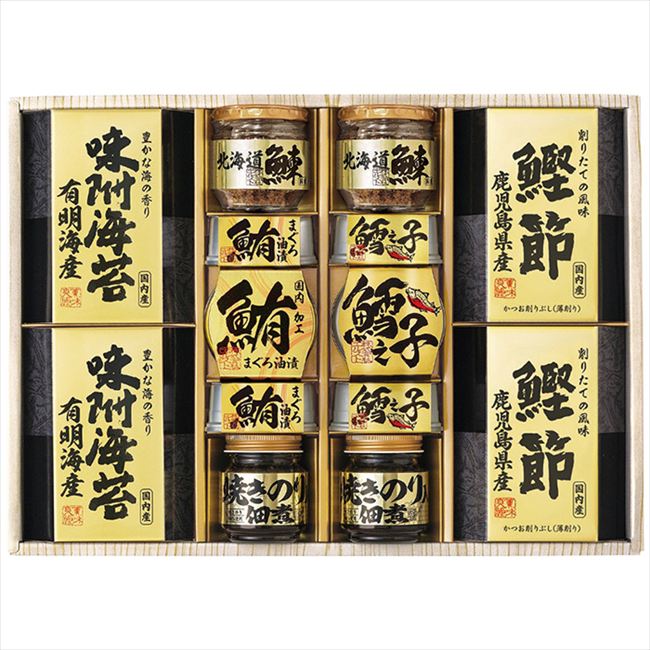 ■商品紹介：北海道産の鰊フレーク、小豆島で製造された焼き海苔入りの佃煮、鹿児島県産鰹節などの選りすぐりの逸品を詰合せた和風ギフトです。 ■商品内容：北海道産鰊フレーク50g・焼きのり佃煮85g各2瓶・鰹削り節(2g×3袋)・有明海産味付け海苔(8切10枚)各2箱・まぐろ油漬け70g・鱈之子味付け70g各3缶 ■商品パッケージサイズ：45×8×32cm メーカー希望小売価格はメーカーカタログに基づいて掲載しています ■さまざまなギフトアイテムをご用意しております。 内祝　内祝い　お祝い返し　ウェディングギフト　ブライダルギフト　引き出物　引出物　結婚引き出物　結婚引出物　結婚内祝い　出産内祝い命名内祝い　入園内祝い　入学内祝い　卒園内祝い　卒業内祝い　就職内祝い　新築内祝い　引越し内祝い　快気内祝い　開店内祝い　二次会披露宴　お祝い　御祝　結婚式　結婚祝い　出産祝い　初節句　七五三　入園祝い　入学祝い　卒園祝い　卒業祝い　成人式　就職祝い　昇進祝い新築祝い　上棟祝い　引っ越し祝い　引越し祝い　開店祝い　退職祝い　快気祝い　全快祝い　初老祝い　還暦祝い　古稀祝い　喜寿祝い　傘寿祝い米寿祝い　卒寿祝い　白寿祝い　長寿祝い　金婚式　銀婚式　ダイヤモンド婚式　結婚記念日　ギフト　ギフトセット　セット　詰め合わせ　贈答品　お返しお礼　御礼　ごあいさつ　ご挨拶　御挨拶　プレゼント　お見舞い　お見舞御礼　お餞別　引越し　引越しご挨拶　記念日　誕生日　父の日　母の日　敬老の日記念品　卒業記念品　定年退職記念品　ゴルフコンペ　コンペ景品　景品　賞品　粗品　お香典返し　香典返し　志　満中陰志　弔事　会葬御礼　法要法要引き出物　法要引出物　法事　法事引き出物　法事引出物　忌明け　四十九日　七七日忌明け志　一周忌　三回忌　回忌法要　偲び草　粗供養　初盆供物　お供え　お中元　御中元　お歳暮　御歳暮　お年賀　御年賀　残暑見舞い　年始挨拶　ボーリング大会　景品　レミパン　ゼリー　スターバックス千疋屋　結婚式　そうめん　ローラアシュレイ　プリン　話題　ディズニー　カタログギフト　ティファール　ビタクラフト　ステンレスタンブラー　リラックマのし無料　メッセージカード無料　ラッピング無料 ギフトにぴったりのアイテムをご紹介！贈り物に悩んでいる方へ、心温まるギフトアイテムを取り揃えました。高品質な食品、ふわふわのタオル、美しい食器、そしてセンスあふれる雑貨まで、幅広いラインナップであなたの大切な人への思いを伝えます。 特徴 高品質：厳選された素材と丁寧な製造工程で作られた商品ばかり。どれも長く愛用いただけます。 多用途：どんなシーンでも使える万能アイテムが揃っています。誕生日、結婚祝い、新築祝いなど、さまざまな場面に最適です。 デザイン：シンプルで洗練されたデザインから、カラフルで個性的なものまで、多彩なバリエーションをご用意。 お手頃価格：高品質ながら手ごろな価格で、コストパフォーマンスも抜群。おすすめの用途とシーン 誕生日プレゼント：大切な人の特別な日を祝うために、実用的かつ心温まるギフトを。食品やタオルは、日常で役立つアイテムとして喜ばれます。 結婚祝い：新しい生活を始めるカップルに、美しい食器やおしゃれな雑貨を。幸せな家庭を築くお手伝いができます。 新築祝い：新しい家に引っ越した友人や家族へ、インテリアにぴったりの雑貨や実用的なタオルを。快適な生活をサポートします。 お返しギフト：感謝の気持ちを込めて、おしゃれで実用的なアイテムを。食品はもちろん、使い心地の良いタオルや美しい食器も喜ばれます。 季節の贈り物：お中元やお歳暮、季節の挨拶として、季節に合ったギフトを。夏には涼しげな雑貨、冬には温かみのあるタオルや食品が最適です。 贈る相手に合わせたおすすめ グルメな方へ：美味しい食品を贈れば、食卓が一層華やかに。特別な時間を演出します。 家庭的な方へ：ふわふわのタオルや使いやすい食器で、日常生活に彩りを。 オシャレな方へ：センスあふれる雑貨で、インテリアを一層魅力的に。 まとめ あなたの気持ちを込めたギフト選びをお手伝いします。どれも心を込めて選んだアイテムばかりです。大切な人への贈り物として、自信を持っておすすめします。 商品概要 [分類] 以下のような商品をお探しの方にオススメです。スイーツ スィーツ スウィーツ Sweets ケーキ お菓子 洋菓子 デザート おやつ 小腹対策 食品 食べ物 / チョコレートケーキ チョコレート ガトーショコラ チーズケーキ 生菓子 生ケーキ ベイクドチーズケーキ [評価・マスコミ] ランキング1位のおすすめ(お勧め オススメ) インスタ映え SNS 評判 今話題の人気商品 [サービス] 以下のサービスをご利用いだだけます。不可の場合あり。お取り寄せ 全国配送 全国発送 オーダー 注文 デリバリー 取寄せ 宅配 ネット通販 持ち運び可 / 送料無料 送料込み 無料ギフト対応 日持ち長い 長期保存 賞味期限が長い 名入れ 当日発送 お急ぎ便 即日配送 即日発送 翌日配送 翌日発送 前日に買う あす楽 明日楽 即納 翌日 あす着 明日届く 配送日指定可 冷凍保存可 冷凍保管 冷凍便 ギフトラッピング ギフト対応 予約 メッセージ付き 有料メッセージカード 有料お誕生日カード ホワイトデー当日お届け可能 [パッケージ] 　 以下のような包装でお届けします。詰め合わせ セット アソート 化粧箱入り ラッピング不要 個包装 小分け 手提げ袋（有償） 2重梱包 [デザイン] 以下のようなイメージをお求めの方におすすめです。お洒落 可愛い ゴージャス 高級感 プレミアム サプライズ感 美しい インパクト 面白い 珍しい 希少 驚き シンプル 上品 スタイリッシュ エレガント モダン [ご用途] 工夫次第で様々な用途でご利用いただけます。贈り物 プレゼント ギフト プチギフト 贈答品 お祝い 御祝い 退職祝い 内祝い 出産祝い 出産内祝い 入学祝い 卒業祝い ご褒美 手土産 お土産 お使い物 お返し お礼 ご挨拶 ご進物 お配り 配る ばらまき バレンタインデー バレンタインデイ ヴァレンタイン 友チョコ 義理チョコ 本命チョコ 逆チョコ バレンタインチョコ ホワイトデー ホワイトデイ ホワイトデーのお返し 七五三 ひな祭り こどもの日 ハロウィン クリスマス お中元 お年賀 ウインターギフト 御中元 御歳暮 サマーギフト 残暑見舞い お歳暮 母の日 父の日 敬老の日 敬老会記念品 敬老会 結婚祝い 結婚内祝い 結婚記念日 結婚式二次会 二次会のプチギフト 結婚披露宴の引き出物 引き菓子 ウエディングパーティー 成人祝い 長寿祝い 還暦祝い 古希祝い 古稀祝い 喜寿祝い 傘寿祝い 米寿祝い 卒寿祝い 白寿祝い 紀寿祝い 百寿祝い 成人式 セレモニー イベント 内祝い 快気祝い 快気内祝い 出産内祝い 出産祝い 記念日 お返し ご進物 御使い物 お礼 ご挨拶 御礼 ご祝儀 祝儀の品 お使い物 ノベルティー 粗品 景品 長寿 法事 法要 仏事 年忌法事 志 粗供養 供養返し 香典返し 満中陰志 御供え お供え 御供物 弔事 七五三 ひな祭り 入学祝い 卒業祝い 卒園祝い 退職祝い 入社祝い 成人式 成人式のお祝い 朝食 食事代わり ティータイム ブレイクタイム ホームパーティー クリスマスケーキ 誕生日プレゼント 誕生祝い バースデーケーキ 学校 会社 職場 法人 取引先 部活 イベント サークル 介護施設 [おすすめの方] 以下のような様々なお客様にお喜びいただいております。10代 20代 30代 40代 50代 60代 70代 80代 90代 100歳以上 お母さん お父さん ママ パパ 兄弟姉妹 彼氏 彼女 恋人 義理の母 叔父さん 親戚の お嬢さん 大家族 家族 赤ちゃん 祖父 祖母 叔父 叔母 孫 おじいちゃん おばあちゃん じいじ ばあば 夫 旦那 妻 奥様 お嫁さん 奥さん 親 両親 娘 同僚 友達 仲間 友人 親友 上司 部下 先輩 後輩 お世話になった方 恩師 先生 大人数 女友達 法人 女性 男性 大人 子ども 子供用 小学生 中学生 高校生 男の子 女の子 辛党 甘党 甘いものが苦手 高齢者 お年寄り [その他おすすめ] 以下のような商品に興味のある方にもオススメです。大量 大量購入 財布に優しい 大人数 業務用 大量スイーツ お試し コスパ良い /北海道産の鰊フレーク、小豆島で製造された焼き海苔入りの佃煮、鹿児島県産鰹節などの選りすぐりの逸品を詰合せた和風ギフトです。