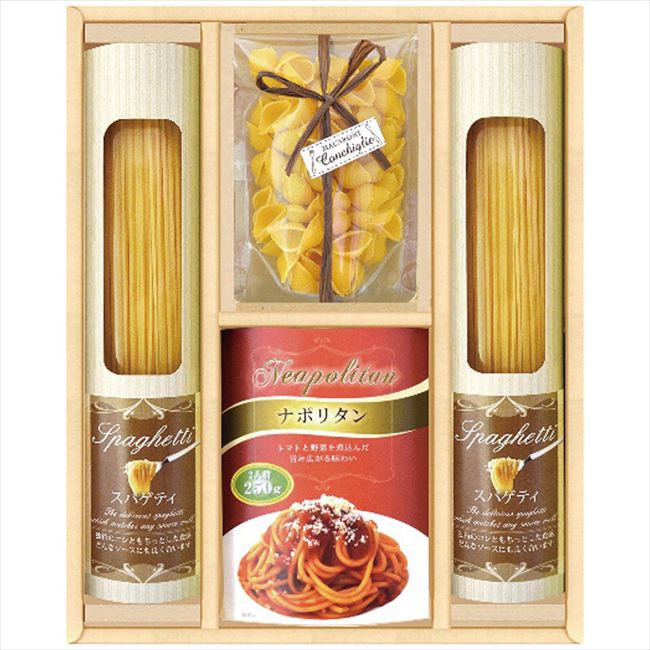 ■商品紹介：コシのある乾燥スパゲティと大容量2人前のパスタソースがセットになりました。簡単調理ですぐに食べられるお手軽パスタセットです。 ■商品内容：スパゲティ100g×2個・マカロニ(コンキリエ)70g×1個・パスタソース(2人前)250g(ナポリタン)1袋 ■商品パッケージサイズ：24×5.5×31.5cm メーカー希望小売価格はメーカーカタログに基づいて掲載しています ■さまざまなギフトアイテムをご用意しております。 内祝　内祝い　お祝い返し　ウェディングギフト　ブライダルギフト　引き出物　引出物　結婚引き出物　結婚引出物　結婚内祝い　出産内祝い命名内祝い　入園内祝い　入学内祝い　卒園内祝い　卒業内祝い　就職内祝い　新築内祝い　引越し内祝い　快気内祝い　開店内祝い　二次会披露宴　お祝い　御祝　結婚式　結婚祝い　出産祝い　初節句　七五三　入園祝い　入学祝い　卒園祝い　卒業祝い　成人式　就職祝い　昇進祝い新築祝い　上棟祝い　引っ越し祝い　引越し祝い　開店祝い　退職祝い　快気祝い　全快祝い　初老祝い　還暦祝い　古稀祝い　喜寿祝い　傘寿祝い米寿祝い　卒寿祝い　白寿祝い　長寿祝い　金婚式　銀婚式　ダイヤモンド婚式　結婚記念日　ギフト　ギフトセット　セット　詰め合わせ　贈答品　お返しお礼　御礼　ごあいさつ　ご挨拶　御挨拶　プレゼント　お見舞い　お見舞御礼　お餞別　引越し　引越しご挨拶　記念日　誕生日　父の日　母の日　敬老の日記念品　卒業記念品　定年退職記念品　ゴルフコンペ　コンペ景品　景品　賞品　粗品　お香典返し　香典返し　志　満中陰志　弔事　会葬御礼　法要法要引き出物　法要引出物　法事　法事引き出物　法事引出物　忌明け　四十九日　七七日忌明け志　一周忌　三回忌　回忌法要　偲び草　粗供養　初盆供物　お供え　お中元　御中元　お歳暮　御歳暮　お年賀　御年賀　残暑見舞い　年始挨拶　ボーリング大会　景品　レミパン　ゼリー　スターバックス千疋屋　結婚式　そうめん　ローラアシュレイ　プリン　話題　ディズニー　カタログギフト　ティファール　ビタクラフト　ステンレスタンブラー　リラックマのし無料　メッセージカード無料　ラッピング無料 ギフトにぴったりのアイテムをご紹介！贈り物に悩んでいる方へ、心温まるギフトアイテムを取り揃えました。高品質な食品、ふわふわのタオル、美しい食器、そしてセンスあふれる雑貨まで、幅広いラインナップであなたの大切な人への思いを伝えます。 特徴 高品質：厳選された素材と丁寧な製造工程で作られた商品ばかり。どれも長く愛用いただけます。 多用途：どんなシーンでも使える万能アイテムが揃っています。誕生日、結婚祝い、新築祝いなど、さまざまな場面に最適です。 デザイン：シンプルで洗練されたデザインから、カラフルで個性的なものまで、多彩なバリエーションをご用意。 お手頃価格：高品質ながら手ごろな価格で、コストパフォーマンスも抜群。おすすめの用途とシーン 誕生日プレゼント：大切な人の特別な日を祝うために、実用的かつ心温まるギフトを。食品やタオルは、日常で役立つアイテムとして喜ばれます。 結婚祝い：新しい生活を始めるカップルに、美しい食器やおしゃれな雑貨を。幸せな家庭を築くお手伝いができます。 新築祝い：新しい家に引っ越した友人や家族へ、インテリアにぴったりの雑貨や実用的なタオルを。快適な生活をサポートします。 お返しギフト：感謝の気持ちを込めて、おしゃれで実用的なアイテムを。食品はもちろん、使い心地の良いタオルや美しい食器も喜ばれます。 季節の贈り物：お中元やお歳暮、季節の挨拶として、季節に合ったギフトを。夏には涼しげな雑貨、冬には温かみのあるタオルや食品が最適です。 贈る相手に合わせたおすすめ グルメな方へ：美味しい食品を贈れば、食卓が一層華やかに。特別な時間を演出します。 家庭的な方へ：ふわふわのタオルや使いやすい食器で、日常生活に彩りを。 オシャレな方へ：センスあふれる雑貨で、インテリアを一層魅力的に。 まとめ あなたの気持ちを込めたギフト選びをお手伝いします。どれも心を込めて選んだアイテムばかりです。大切な人への贈り物として、自信を持っておすすめします。 商品概要 [分類] 以下のような商品をお探しの方にオススメです。スイーツ スィーツ スウィーツ Sweets ケーキ お菓子 洋菓子 デザート おやつ 小腹対策 食品 食べ物 / チョコレートケーキ チョコレート ガトーショコラ チーズケーキ 生菓子 生ケーキ ベイクドチーズケーキ [評価・マスコミ] ランキング1位のおすすめ(お勧め オススメ) インスタ映え SNS 評判 今話題の人気商品 [サービス] 以下のサービスをご利用いだだけます。不可の場合あり。お取り寄せ 全国配送 全国発送 オーダー 注文 デリバリー 取寄せ 宅配 ネット通販 持ち運び可 / 送料無料 送料込み 無料ギフト対応 日持ち長い 長期保存 賞味期限が長い 名入れ 当日発送 お急ぎ便 即日配送 即日発送 翌日配送 翌日発送 前日に買う あす楽 明日楽 即納 翌日 あす着 明日届く 配送日指定可 冷凍保存可 冷凍保管 冷凍便 ギフトラッピング ギフト対応 予約 メッセージ付き 有料メッセージカード 有料お誕生日カード ホワイトデー当日お届け可能 [パッケージ] 　 以下のような包装でお届けします。詰め合わせ セット アソート 化粧箱入り ラッピング不要 個包装 小分け 手提げ袋（有償） 2重梱包 [デザイン] 以下のようなイメージをお求めの方におすすめです。お洒落 可愛い ゴージャス 高級感 プレミアム サプライズ感 美しい インパクト 面白い 珍しい 希少 驚き シンプル 上品 スタイリッシュ エレガント モダン [ご用途] 工夫次第で様々な用途でご利用いただけます。贈り物 プレゼント ギフト プチギフト 贈答品 お祝い 御祝い 退職祝い 内祝い 出産祝い 出産内祝い 入学祝い 卒業祝い ご褒美 手土産 お土産 お使い物 お返し お礼 ご挨拶 ご進物 お配り 配る ばらまき バレンタインデー バレンタインデイ ヴァレンタイン 友チョコ 義理チョコ 本命チョコ 逆チョコ バレンタインチョコ ホワイトデー ホワイトデイ ホワイトデーのお返し 七五三 ひな祭り こどもの日 ハロウィン クリスマス お中元 お年賀 ウインターギフト 御中元 御歳暮 サマーギフト 残暑見舞い お歳暮 母の日 父の日 敬老の日 敬老会記念品 敬老会 結婚祝い 結婚内祝い 結婚記念日 結婚式二次会 二次会のプチギフト 結婚披露宴の引き出物 引き菓子 ウエディングパーティー 成人祝い 長寿祝い 還暦祝い 古希祝い 古稀祝い 喜寿祝い 傘寿祝い 米寿祝い 卒寿祝い 白寿祝い 紀寿祝い 百寿祝い 成人式 セレモニー イベント 内祝い 快気祝い 快気内祝い 出産内祝い 出産祝い 記念日 お返し ご進物 御使い物 お礼 ご挨拶 御礼 ご祝儀 祝儀の品 お使い物 ノベルティー 粗品 景品 長寿 法事 法要 仏事 年忌法事 志 粗供養 供養返し 香典返し 満中陰志 御供え お供え 御供物 弔事 七五三 ひな祭り 入学祝い 卒業祝い 卒園祝い 退職祝い 入社祝い 成人式 成人式のお祝い 朝食 食事代わり ティータイム ブレイクタイム ホームパーティー クリスマスケーキ 誕生日プレゼント 誕生祝い バースデーケーキ 学校 会社 職場 法人 取引先 部活 イベント サークル 介護施設 [おすすめの方] 以下のような様々なお客様にお喜びいただいております。10代 20代 30代 40代 50代 60代 70代 80代 90代 100歳以上 お母さん お父さん ママ パパ 兄弟姉妹 彼氏 彼女 恋人 義理の母 叔父さん 親戚の お嬢さん 大家族 家族 赤ちゃん 祖父 祖母 叔父 叔母 孫 おじいちゃん おばあちゃん じいじ ばあば 夫 旦那 妻 奥様 お嫁さん 奥さん 親 両親 娘 同僚 友達 仲間 友人 親友 上司 部下 先輩 後輩 お世話になった方 恩師 先生 大人数 女友達 法人 女性 男性 大人 子ども 子供用 小学生 中学生 高校生 男の子 女の子 辛党 甘党 甘いものが苦手 高齢者 お年寄り [その他おすすめ] 以下のような商品に興味のある方にもオススメです。大量 大量購入 財布に優しい 大人数 業務用 大量スイーツ お試し コスパ良い /コシのある乾燥スパゲティと大容量2人前のパスタソースがセットになりました。簡単調理ですぐに食べられるお手軽パスタセットです。