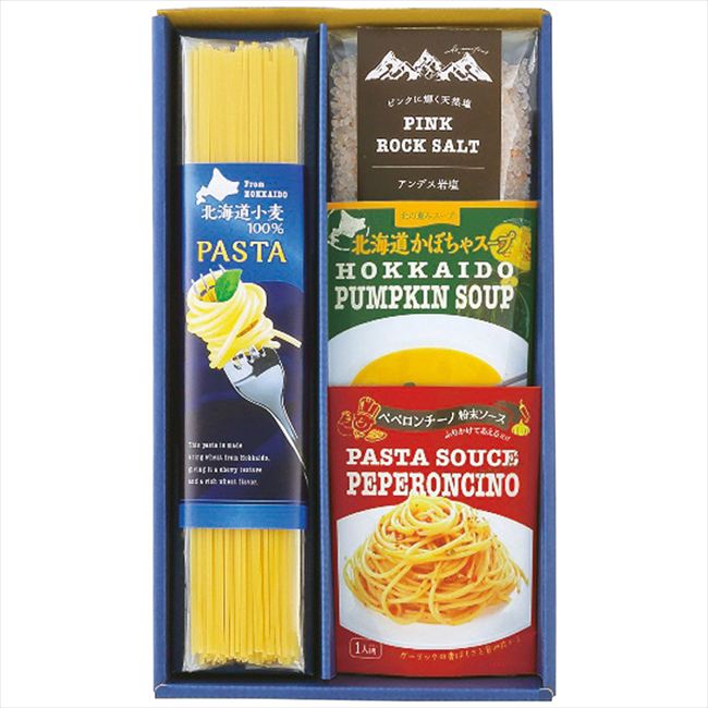 ■商品紹介：北海道産小麦のパスタ、簡単便利なシーズニング、北海道産かぼちゃのスープ。北海道の恵みを味わえるパスタセットです。 ■商品内容：北海道小麦のパスタ80g・アンデスのピンク岩塩30g・北海道かぼちゃスープ16.5g・パスタシーズニング(1人前)3g(ペペロンチーノ)各1個 ■商品パッケージサイズ：16×3.8×28cm メーカー希望小売価格はメーカーカタログに基づいて掲載しています ■さまざまなギフトアイテムをご用意しております。 内祝　内祝い　お祝い返し　ウェディングギフト　ブライダルギフト　引き出物　引出物　結婚引き出物　結婚引出物　結婚内祝い　出産内祝い命名内祝い　入園内祝い　入学内祝い　卒園内祝い　卒業内祝い　就職内祝い　新築内祝い　引越し内祝い　快気内祝い　開店内祝い　二次会披露宴　お祝い　御祝　結婚式　結婚祝い　出産祝い　初節句　七五三　入園祝い　入学祝い　卒園祝い　卒業祝い　成人式　就職祝い　昇進祝い新築祝い　上棟祝い　引っ越し祝い　引越し祝い　開店祝い　退職祝い　快気祝い　全快祝い　初老祝い　還暦祝い　古稀祝い　喜寿祝い　傘寿祝い米寿祝い　卒寿祝い　白寿祝い　長寿祝い　金婚式　銀婚式　ダイヤモンド婚式　結婚記念日　ギフト　ギフトセット　セット　詰め合わせ　贈答品　お返しお礼　御礼　ごあいさつ　ご挨拶　御挨拶　プレゼント　お見舞い　お見舞御礼　お餞別　引越し　引越しご挨拶　記念日　誕生日　父の日　母の日　敬老の日記念品　卒業記念品　定年退職記念品　ゴルフコンペ　コンペ景品　景品　賞品　粗品　お香典返し　香典返し　志　満中陰志　弔事　会葬御礼　法要法要引き出物　法要引出物　法事　法事引き出物　法事引出物　忌明け　四十九日　七七日忌明け志　一周忌　三回忌　回忌法要　偲び草　粗供養　初盆供物　お供え　お中元　御中元　お歳暮　御歳暮　お年賀　御年賀　残暑見舞い　年始挨拶　ボーリング大会　景品　レミパン　ゼリー　スターバックス千疋屋　結婚式　そうめん　ローラアシュレイ　プリン　話題　ディズニー　カタログギフト　ティファール　ビタクラフト　ステンレスタンブラー　リラックマのし無料　メッセージカード無料　ラッピング無料 ギフトにぴったりのアイテムをご紹介！贈り物に悩んでいる方へ、心温まるギフトアイテムを取り揃えました。高品質な食品、ふわふわのタオル、美しい食器、そしてセンスあふれる雑貨まで、幅広いラインナップであなたの大切な人への思いを伝えます。 特徴 高品質：厳選された素材と丁寧な製造工程で作られた商品ばかり。どれも長く愛用いただけます。 多用途：どんなシーンでも使える万能アイテムが揃っています。誕生日、結婚祝い、新築祝いなど、さまざまな場面に最適です。 デザイン：シンプルで洗練されたデザインから、カラフルで個性的なものまで、多彩なバリエーションをご用意。 お手頃価格：高品質ながら手ごろな価格で、コストパフォーマンスも抜群。おすすめの用途とシーン 誕生日プレゼント：大切な人の特別な日を祝うために、実用的かつ心温まるギフトを。食品やタオルは、日常で役立つアイテムとして喜ばれます。 結婚祝い：新しい生活を始めるカップルに、美しい食器やおしゃれな雑貨を。幸せな家庭を築くお手伝いができます。 新築祝い：新しい家に引っ越した友人や家族へ、インテリアにぴったりの雑貨や実用的なタオルを。快適な生活をサポートします。 お返しギフト：感謝の気持ちを込めて、おしゃれで実用的なアイテムを。食品はもちろん、使い心地の良いタオルや美しい食器も喜ばれます。 季節の贈り物：お中元やお歳暮、季節の挨拶として、季節に合ったギフトを。夏には涼しげな雑貨、冬には温かみのあるタオルや食品が最適です。 贈る相手に合わせたおすすめ グルメな方へ：美味しい食品を贈れば、食卓が一層華やかに。特別な時間を演出します。 家庭的な方へ：ふわふわのタオルや使いやすい食器で、日常生活に彩りを。 オシャレな方へ：センスあふれる雑貨で、インテリアを一層魅力的に。 まとめ あなたの気持ちを込めたギフト選びをお手伝いします。どれも心を込めて選んだアイテムばかりです。大切な人への贈り物として、自信を持っておすすめします。 商品概要 [分類] 以下のような商品をお探しの方にオススメです。スイーツ スィーツ スウィーツ Sweets ケーキ お菓子 洋菓子 デザート おやつ 小腹対策 食品 食べ物 / チョコレートケーキ チョコレート ガトーショコラ チーズケーキ 生菓子 生ケーキ ベイクドチーズケーキ [評価・マスコミ] ランキング1位のおすすめ(お勧め オススメ) インスタ映え SNS 評判 今話題の人気商品 [サービス] 以下のサービスをご利用いだだけます。不可の場合あり。お取り寄せ 全国配送 全国発送 オーダー 注文 デリバリー 取寄せ 宅配 ネット通販 持ち運び可 / 送料無料 送料込み 無料ギフト対応 日持ち長い 長期保存 賞味期限が長い 名入れ 当日発送 お急ぎ便 即日配送 即日発送 翌日配送 翌日発送 前日に買う あす楽 明日楽 即納 翌日 あす着 明日届く 配送日指定可 冷凍保存可 冷凍保管 冷凍便 ギフトラッピング ギフト対応 予約 メッセージ付き 有料メッセージカード 有料お誕生日カード ホワイトデー当日お届け可能 [パッケージ] 　 以下のような包装でお届けします。詰め合わせ セット アソート 化粧箱入り ラッピング不要 個包装 小分け 手提げ袋（有償） 2重梱包 [デザイン] 以下のようなイメージをお求めの方におすすめです。お洒落 可愛い ゴージャス 高級感 プレミアム サプライズ感 美しい インパクト 面白い 珍しい 希少 驚き シンプル 上品 スタイリッシュ エレガント モダン [ご用途] 工夫次第で様々な用途でご利用いただけます。贈り物 プレゼント ギフト プチギフト 贈答品 お祝い 御祝い 退職祝い 内祝い 出産祝い 出産内祝い 入学祝い 卒業祝い ご褒美 手土産 お土産 お使い物 お返し お礼 ご挨拶 ご進物 お配り 配る ばらまき バレンタインデー バレンタインデイ ヴァレンタイン 友チョコ 義理チョコ 本命チョコ 逆チョコ バレンタインチョコ ホワイトデー ホワイトデイ ホワイトデーのお返し 七五三 ひな祭り こどもの日 ハロウィン クリスマス お中元 お年賀 ウインターギフト 御中元 御歳暮 サマーギフト 残暑見舞い お歳暮 母の日 父の日 敬老の日 敬老会記念品 敬老会 結婚祝い 結婚内祝い 結婚記念日 結婚式二次会 二次会のプチギフト 結婚披露宴の引き出物 引き菓子 ウエディングパーティー 成人祝い 長寿祝い 還暦祝い 古希祝い 古稀祝い 喜寿祝い 傘寿祝い 米寿祝い 卒寿祝い 白寿祝い 紀寿祝い 百寿祝い 成人式 セレモニー イベント 内祝い 快気祝い 快気内祝い 出産内祝い 出産祝い 記念日 お返し ご進物 御使い物 お礼 ご挨拶 御礼 ご祝儀 祝儀の品 お使い物 ノベルティー 粗品 景品 長寿 法事 法要 仏事 年忌法事 志 粗供養 供養返し 香典返し 満中陰志 御供え お供え 御供物 弔事 七五三 ひな祭り 入学祝い 卒業祝い 卒園祝い 退職祝い 入社祝い 成人式 成人式のお祝い 朝食 食事代わり ティータイム ブレイクタイム ホームパーティー クリスマスケーキ 誕生日プレゼント 誕生祝い バースデーケーキ 学校 会社 職場 法人 取引先 部活 イベント サークル 介護施設 [おすすめの方] 以下のような様々なお客様にお喜びいただいております。10代 20代 30代 40代 50代 60代 70代 80代 90代 100歳以上 お母さん お父さん ママ パパ 兄弟姉妹 彼氏 彼女 恋人 義理の母 叔父さん 親戚の お嬢さん 大家族 家族 赤ちゃん 祖父 祖母 叔父 叔母 孫 おじいちゃん おばあちゃん じいじ ばあば 夫 旦那 妻 奥様 お嫁さん 奥さん 親 両親 娘 同僚 友達 仲間 友人 親友 上司 部下 先輩 後輩 お世話になった方 恩師 先生 大人数 女友達 法人 女性 男性 大人 子ども 子供用 小学生 中学生 高校生 男の子 女の子 辛党 甘党 甘いものが苦手 高齢者 お年寄り [その他おすすめ] 以下のような商品に興味のある方にもオススメです。大量 大量購入 財布に優しい 大人数 業務用 大量スイーツ お試し コスパ良い /北海道産小麦のパスタ、簡単便利なシーズニング、北海道産かぼちゃのスープ。北海道の恵みを味わえるパスタセットです。