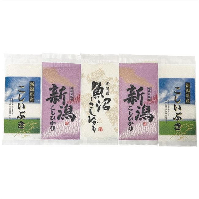 ■商品紹介：米どころ新潟。新潟米を代表する「新潟県産コシヒカリ」と新潟米の新たな顔「新潟県産こしいぶき」新潟の魚沼地方で育てられた高級ブランド「魚沼産コシヒカリ」をセットし、新潟米の食べくらべができます。 ■商品内容：新潟県産こしひかり・新潟県産こしいぶき各2個・魚沼産こしひかり1個・各150g(1合) ■商品パッケージサイズ：24×6×13.5cm メーカー希望小売価格はメーカーカタログに基づいて掲載しています ■さまざまなギフトアイテムをご用意しております。 内祝　内祝い　お祝い返し　ウェディングギフト　ブライダルギフト　引き出物　引出物　結婚引き出物　結婚引出物　結婚内祝い　出産内祝い命名内祝い　入園内祝い　入学内祝い　卒園内祝い　卒業内祝い　就職内祝い　新築内祝い　引越し内祝い　快気内祝い　開店内祝い　二次会披露宴　お祝い　御祝　結婚式　結婚祝い　出産祝い　初節句　七五三　入園祝い　入学祝い　卒園祝い　卒業祝い　成人式　就職祝い　昇進祝い新築祝い　上棟祝い　引っ越し祝い　引越し祝い　開店祝い　退職祝い　快気祝い　全快祝い　初老祝い　還暦祝い　古稀祝い　喜寿祝い　傘寿祝い米寿祝い　卒寿祝い　白寿祝い　長寿祝い　金婚式　銀婚式　ダイヤモンド婚式　結婚記念日　ギフト　ギフトセット　セット　詰め合わせ　贈答品　お返しお礼　御礼　ごあいさつ　ご挨拶　御挨拶　プレゼント　お見舞い　お見舞御礼　お餞別　引越し　引越しご挨拶　記念日　誕生日　父の日　母の日　敬老の日記念品　卒業記念品　定年退職記念品　ゴルフコンペ　コンペ景品　景品　賞品　粗品　お香典返し　香典返し　志　満中陰志　弔事　会葬御礼　法要法要引き出物　法要引出物　法事　法事引き出物　法事引出物　忌明け　四十九日　七七日忌明け志　一周忌　三回忌　回忌法要　偲び草　粗供養　初盆供物　お供え　お中元　御中元　お歳暮　御歳暮　お年賀　御年賀　残暑見舞い　年始挨拶　ボーリング大会　景品　レミパン　ゼリー　スターバックス千疋屋　結婚式　そうめん　ローラアシュレイ　プリン　話題　ディズニー　カタログギフト　ティファール　ビタクラフト　ステンレスタンブラー　リラックマのし無料　メッセージカード無料　ラッピング無料 ギフトにぴったりのアイテムをご紹介！贈り物に悩んでいる方へ、心温まるギフトアイテムを取り揃えました。高品質な食品、ふわふわのタオル、美しい食器、そしてセンスあふれる雑貨まで、幅広いラインナップであなたの大切な人への思いを伝えます。 特徴 高品質：厳選された素材と丁寧な製造工程で作られた商品ばかり。どれも長く愛用いただけます。 多用途：どんなシーンでも使える万能アイテムが揃っています。誕生日、結婚祝い、新築祝いなど、さまざまな場面に最適です。 デザイン：シンプルで洗練されたデザインから、カラフルで個性的なものまで、多彩なバリエーションをご用意。 お手頃価格：高品質ながら手ごろな価格で、コストパフォーマンスも抜群。おすすめの用途とシーン 誕生日プレゼント：大切な人の特別な日を祝うために、実用的かつ心温まるギフトを。食品やタオルは、日常で役立つアイテムとして喜ばれます。 結婚祝い：新しい生活を始めるカップルに、美しい食器やおしゃれな雑貨を。幸せな家庭を築くお手伝いができます。 新築祝い：新しい家に引っ越した友人や家族へ、インテリアにぴったりの雑貨や実用的なタオルを。快適な生活をサポートします。 お返しギフト：感謝の気持ちを込めて、おしゃれで実用的なアイテムを。食品はもちろん、使い心地の良いタオルや美しい食器も喜ばれます。 季節の贈り物：お中元やお歳暮、季節の挨拶として、季節に合ったギフトを。夏には涼しげな雑貨、冬には温かみのあるタオルや食品が最適です。 贈る相手に合わせたおすすめ グルメな方へ：美味しい食品を贈れば、食卓が一層華やかに。特別な時間を演出します。 家庭的な方へ：ふわふわのタオルや使いやすい食器で、日常生活に彩りを。 オシャレな方へ：センスあふれる雑貨で、インテリアを一層魅力的に。 まとめ あなたの気持ちを込めたギフト選びをお手伝いします。どれも心を込めて選んだアイテムばかりです。大切な人への贈り物として、自信を持っておすすめします。 商品概要 [分類] 以下のような商品をお探しの方にオススメです。スイーツ スィーツ スウィーツ Sweets ケーキ お菓子 洋菓子 デザート おやつ 小腹対策 食品 食べ物 / チョコレートケーキ チョコレート ガトーショコラ チーズケーキ 生菓子 生ケーキ ベイクドチーズケーキ [評価・マスコミ] ランキング1位のおすすめ(お勧め オススメ) インスタ映え SNS 評判 今話題の人気商品 [サービス] 以下のサービスをご利用いだだけます。不可の場合あり。お取り寄せ 全国配送 全国発送 オーダー 注文 デリバリー 取寄せ 宅配 ネット通販 持ち運び可 / 送料無料 送料込み 無料ギフト対応 日持ち長い 長期保存 賞味期限が長い 名入れ 当日発送 お急ぎ便 即日配送 即日発送 翌日配送 翌日発送 前日に買う あす楽 明日楽 即納 翌日 あす着 明日届く 配送日指定可 冷凍保存可 冷凍保管 冷凍便 ギフトラッピング ギフト対応 予約 メッセージ付き 有料メッセージカード 有料お誕生日カード ホワイトデー当日お届け可能 [パッケージ] 　 以下のような包装でお届けします。詰め合わせ セット アソート 化粧箱入り ラッピング不要 個包装 小分け 手提げ袋（有償） 2重梱包 [デザイン] 以下のようなイメージをお求めの方におすすめです。お洒落 可愛い ゴージャス 高級感 プレミアム サプライズ感 美しい インパクト 面白い 珍しい 希少 驚き シンプル 上品 スタイリッシュ エレガント モダン [ご用途] 工夫次第で様々な用途でご利用いただけます。贈り物 プレゼント ギフト プチギフト 贈答品 お祝い 御祝い 退職祝い 内祝い 出産祝い 出産内祝い 入学祝い 卒業祝い ご褒美 手土産 お土産 お使い物 お返し お礼 ご挨拶 ご進物 お配り 配る ばらまき バレンタインデー バレンタインデイ ヴァレンタイン 友チョコ 義理チョコ 本命チョコ 逆チョコ バレンタインチョコ ホワイトデー ホワイトデイ ホワイトデーのお返し 七五三 ひな祭り こどもの日 ハロウィン クリスマス お中元 お年賀 ウインターギフト 御中元 御歳暮 サマーギフト 残暑見舞い お歳暮 母の日 父の日 敬老の日 敬老会記念品 敬老会 結婚祝い 結婚内祝い 結婚記念日 結婚式二次会 二次会のプチギフト 結婚披露宴の引き出物 引き菓子 ウエディングパーティー 成人祝い 長寿祝い 還暦祝い 古希祝い 古稀祝い 喜寿祝い 傘寿祝い 米寿祝い 卒寿祝い 白寿祝い 紀寿祝い 百寿祝い 成人式 セレモニー イベント 内祝い 快気祝い 快気内祝い 出産内祝い 出産祝い 記念日 お返し ご進物 御使い物 お礼 ご挨拶 御礼 ご祝儀 祝儀の品 お使い物 ノベルティー 粗品 景品 長寿 法事 法要 仏事 年忌法事 志 粗供養 供養返し 香典返し 満中陰志 御供え お供え 御供物 弔事 七五三 ひな祭り 入学祝い 卒業祝い 卒園祝い 退職祝い 入社祝い 成人式 成人式のお祝い 朝食 食事代わり ティータイム ブレイクタイム ホームパーティー クリスマスケーキ 誕生日プレゼント 誕生祝い バースデーケーキ 学校 会社 職場 法人 取引先 部活 イベント サークル 介護施設 [おすすめの方] 以下のような様々なお客様にお喜びいただいております。10代 20代 30代 40代 50代 60代 70代 80代 90代 100歳以上 お母さん お父さん ママ パパ 兄弟姉妹 彼氏 彼女 恋人 義理の母 叔父さん 親戚の お嬢さん 大家族 家族 赤ちゃん 祖父 祖母 叔父 叔母 孫 おじいちゃん おばあちゃん じいじ ばあば 夫 旦那 妻 奥様 お嫁さん 奥さん 親 両親 娘 同僚 友達 仲間 友人 親友 上司 部下 先輩 後輩 お世話になった方 恩師 先生 大人数 女友達 法人 女性 男性 大人 子ども 子供用 小学生 中学生 高校生 男の子 女の子 辛党 甘党 甘いものが苦手 高齢者 お年寄り [その他おすすめ] 以下のような商品に興味のある方にもオススメです。大量 大量購入 財布に優しい 大人数 業務用 大量スイーツ お試し コスパ良い /米どころ新潟。新潟米を代表する「新潟県産コシヒカリ」と新潟米の新たな顔「新潟県産こしいぶき」新潟の魚沼地方で育てられた高級ブランド「魚沼産コシヒカリ」をセットし、新潟米の食べくらべができます。