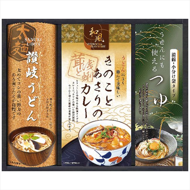 ■商品紹介：日本三大うどんのひとつ「讃岐うどん」をカレーうどんで美味しく食べられるセットです。オリジナルのうどん用のカレーで、簡単うどんをお召し上がりください。 ■商品内容：讃岐うどん(太麺)300g・うどん用きのことあさりのカレー200g各1袋・麺つゆ(濃縮タイプ)20ml×3袋 ■商品パッケージサイズ：26.7×4.3×22.5cm メーカー希望小売価格はメーカーカタログに基づいて掲載しています ■さまざまなギフトアイテムをご用意しております。 内祝　内祝い　お祝い返し　ウェディングギフト　ブライダルギフト　引き出物　引出物　結婚引き出物　結婚引出物　結婚内祝い　出産内祝い命名内祝い　入園内祝い　入学内祝い　卒園内祝い　卒業内祝い　就職内祝い　新築内祝い　引越し内祝い　快気内祝い　開店内祝い　二次会披露宴　お祝い　御祝　結婚式　結婚祝い　出産祝い　初節句　七五三　入園祝い　入学祝い　卒園祝い　卒業祝い　成人式　就職祝い　昇進祝い新築祝い　上棟祝い　引っ越し祝い　引越し祝い　開店祝い　退職祝い　快気祝い　全快祝い　初老祝い　還暦祝い　古稀祝い　喜寿祝い　傘寿祝い米寿祝い　卒寿祝い　白寿祝い　長寿祝い　金婚式　銀婚式　ダイヤモンド婚式　結婚記念日　ギフト　ギフトセット　セット　詰め合わせ　贈答品　お返しお礼　御礼　ごあいさつ　ご挨拶　御挨拶　プレゼント　お見舞い　お見舞御礼　お餞別　引越し　引越しご挨拶　記念日　誕生日　父の日　母の日　敬老の日記念品　卒業記念品　定年退職記念品　ゴルフコンペ　コンペ景品　景品　賞品　粗品　お香典返し　香典返し　志　満中陰志　弔事　会葬御礼　法要法要引き出物　法要引出物　法事　法事引き出物　法事引出物　忌明け　四十九日　七七日忌明け志　一周忌　三回忌　回忌法要　偲び草　粗供養　初盆供物　お供え　お中元　御中元　お歳暮　御歳暮　お年賀　御年賀　残暑見舞い　年始挨拶　ボーリング大会　景品　レミパン　ゼリー　スターバックス千疋屋　結婚式　そうめん　ローラアシュレイ　プリン　話題　ディズニー　カタログギフト　ティファール　ビタクラフト　ステンレスタンブラー　リラックマのし無料　メッセージカード無料　ラッピング無料 ギフトにぴったりのアイテムをご紹介！贈り物に悩んでいる方へ、心温まるギフトアイテムを取り揃えました。高品質な食品、ふわふわのタオル、美しい食器、そしてセンスあふれる雑貨まで、幅広いラインナップであなたの大切な人への思いを伝えます。 特徴 高品質：厳選された素材と丁寧な製造工程で作られた商品ばかり。どれも長く愛用いただけます。 多用途：どんなシーンでも使える万能アイテムが揃っています。誕生日、結婚祝い、新築祝いなど、さまざまな場面に最適です。 デザイン：シンプルで洗練されたデザインから、カラフルで個性的なものまで、多彩なバリエーションをご用意。 お手頃価格：高品質ながら手ごろな価格で、コストパフォーマンスも抜群。おすすめの用途とシーン 誕生日プレゼント：大切な人の特別な日を祝うために、実用的かつ心温まるギフトを。食品やタオルは、日常で役立つアイテムとして喜ばれます。 結婚祝い：新しい生活を始めるカップルに、美しい食器やおしゃれな雑貨を。幸せな家庭を築くお手伝いができます。 新築祝い：新しい家に引っ越した友人や家族へ、インテリアにぴったりの雑貨や実用的なタオルを。快適な生活をサポートします。 お返しギフト：感謝の気持ちを込めて、おしゃれで実用的なアイテムを。食品はもちろん、使い心地の良いタオルや美しい食器も喜ばれます。 季節の贈り物：お中元やお歳暮、季節の挨拶として、季節に合ったギフトを。夏には涼しげな雑貨、冬には温かみのあるタオルや食品が最適です。 贈る相手に合わせたおすすめ グルメな方へ：美味しい食品を贈れば、食卓が一層華やかに。特別な時間を演出します。 家庭的な方へ：ふわふわのタオルや使いやすい食器で、日常生活に彩りを。 オシャレな方へ：センスあふれる雑貨で、インテリアを一層魅力的に。 まとめ あなたの気持ちを込めたギフト選びをお手伝いします。どれも心を込めて選んだアイテムばかりです。大切な人への贈り物として、自信を持っておすすめします。 商品概要 [分類] 以下のような商品をお探しの方にオススメです。スイーツ スィーツ スウィーツ Sweets ケーキ お菓子 洋菓子 デザート おやつ 小腹対策 食品 食べ物 / チョコレートケーキ チョコレート ガトーショコラ チーズケーキ 生菓子 生ケーキ ベイクドチーズケーキ [評価・マスコミ] ランキング1位のおすすめ(お勧め オススメ) インスタ映え SNS 評判 今話題の人気商品 [サービス] 以下のサービスをご利用いだだけます。不可の場合あり。お取り寄せ 全国配送 全国発送 オーダー 注文 デリバリー 取寄せ 宅配 ネット通販 持ち運び可 / 送料無料 送料込み 無料ギフト対応 日持ち長い 長期保存 賞味期限が長い 名入れ 当日発送 お急ぎ便 即日配送 即日発送 翌日配送 翌日発送 前日に買う あす楽 明日楽 即納 翌日 あす着 明日届く 配送日指定可 冷凍保存可 冷凍保管 冷凍便 ギフトラッピング ギフト対応 予約 メッセージ付き 有料メッセージカード 有料お誕生日カード ホワイトデー当日お届け可能 [パッケージ] 　 以下のような包装でお届けします。詰め合わせ セット アソート 化粧箱入り ラッピング不要 個包装 小分け 手提げ袋（有償） 2重梱包 [デザイン] 以下のようなイメージをお求めの方におすすめです。お洒落 可愛い ゴージャス 高級感 プレミアム サプライズ感 美しい インパクト 面白い 珍しい 希少 驚き シンプル 上品 スタイリッシュ エレガント モダン [ご用途] 工夫次第で様々な用途でご利用いただけます。贈り物 プレゼント ギフト プチギフト 贈答品 お祝い 御祝い 退職祝い 内祝い 出産祝い 出産内祝い 入学祝い 卒業祝い ご褒美 手土産 お土産 お使い物 お返し お礼 ご挨拶 ご進物 お配り 配る ばらまき バレンタインデー バレンタインデイ ヴァレンタイン 友チョコ 義理チョコ 本命チョコ 逆チョコ バレンタインチョコ ホワイトデー ホワイトデイ ホワイトデーのお返し 七五三 ひな祭り こどもの日 ハロウィン クリスマス お中元 お年賀 ウインターギフト 御中元 御歳暮 サマーギフト 残暑見舞い お歳暮 母の日 父の日 敬老の日 敬老会記念品 敬老会 結婚祝い 結婚内祝い 結婚記念日 結婚式二次会 二次会のプチギフト 結婚披露宴の引き出物 引き菓子 ウエディングパーティー 成人祝い 長寿祝い 還暦祝い 古希祝い 古稀祝い 喜寿祝い 傘寿祝い 米寿祝い 卒寿祝い 白寿祝い 紀寿祝い 百寿祝い 成人式 セレモニー イベント 内祝い 快気祝い 快気内祝い 出産内祝い 出産祝い 記念日 お返し ご進物 御使い物 お礼 ご挨拶 御礼 ご祝儀 祝儀の品 お使い物 ノベルティー 粗品 景品 長寿 法事 法要 仏事 年忌法事 志 粗供養 供養返し 香典返し 満中陰志 御供え お供え 御供物 弔事 七五三 ひな祭り 入学祝い 卒業祝い 卒園祝い 退職祝い 入社祝い 成人式 成人式のお祝い 朝食 食事代わり ティータイム ブレイクタイム ホームパーティー クリスマスケーキ 誕生日プレゼント 誕生祝い バースデーケーキ 学校 会社 職場 法人 取引先 部活 イベント サークル 介護施設 [おすすめの方] 以下のような様々なお客様にお喜びいただいております。10代 20代 30代 40代 50代 60代 70代 80代 90代 100歳以上 お母さん お父さん ママ パパ 兄弟姉妹 彼氏 彼女 恋人 義理の母 叔父さん 親戚の お嬢さん 大家族 家族 赤ちゃん 祖父 祖母 叔父 叔母 孫 おじいちゃん おばあちゃん じいじ ばあば 夫 旦那 妻 奥様 お嫁さん 奥さん 親 両親 娘 同僚 友達 仲間 友人 親友 上司 部下 先輩 後輩 お世話になった方 恩師 先生 大人数 女友達 法人 女性 男性 大人 子ども 子供用 小学生 中学生 高校生 男の子 女の子 辛党 甘党 甘いものが苦手 高齢者 お年寄り [その他おすすめ] 以下のような商品に興味のある方にもオススメです。大量 大量購入 財布に優しい 大人数 業務用 大量スイーツ お試し コスパ良い /日本三大うどんのひとつ「讃岐うどん」をカレーうどんで美味しく食べられるセットです。オリジナルのうどん用のカレーで、簡単うどんをお召し上がりください。