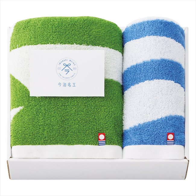今治 今治名工 フェイスタオル&ウォッシュタオル グリーン×ブルー I-77254/3 内祝 内祝い お祝 御祝 記念品 出産内祝い プレゼント 快気祝い 粗供養 引出物