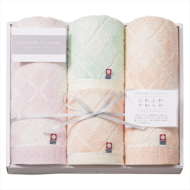 ■商品紹介：ふわふわもちもちの肌触り。素肌が喜ぶ今治タオル。「甘撚りタオル」は通常の糸より柔らかい糸を使用したタオルです。今治で丁寧に織り上げ、ふわっと軽く吸水性にも優れているのが特徴です。 ■商品内容： ■パッケージサイズ：28×32×4...