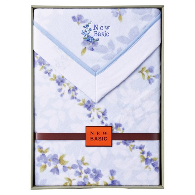 ニューベーシック 四方額付き洗える綿毛布（毛羽部分） ブルー RNB-4052BL/PP 内祝 内祝い お祝 御祝 記念品 出産内祝い プレゼント 快気祝い 粗供養 引出物