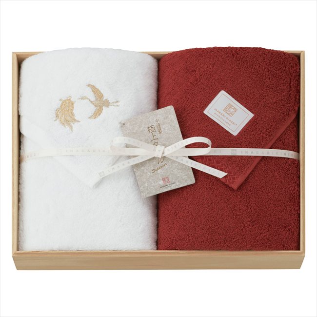 今治謹製 極上タオル superior 慶賀 バスタオル2P（木箱入） GKG8120RD 内祝 内祝い お祝 御祝 記念品 出産内祝い プレゼント 快気祝い 粗供養 引出物