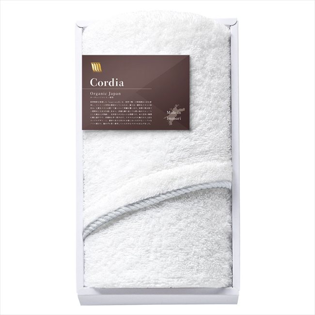 オーガニックジャパン Cordia フェイスタオル ホワイト SZH-1015 WH/GRG 内祝 内祝い お祝 御祝 記念品 出産内祝い プレゼント 快気祝い 粗供養 引出物