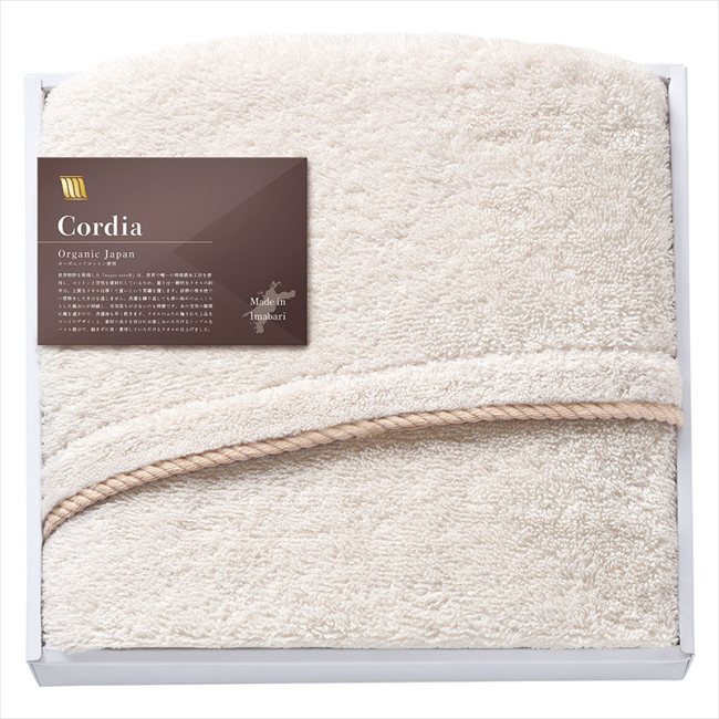 オーガニックジャパン Cordia ハーフバスタオル グレージュ SZH-1020 WH/GRG 内祝 内祝い お祝 御祝 記念品 出産内祝い プレゼント 快気祝い 粗供養 引出物