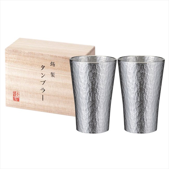 本錫タンブラー225ml 六花（りっか）中 ペア（木箱入） trk-2P 内祝 内祝い お祝 御祝 記念品 出産内祝い プレゼント 快気祝い 粗供養 引出物