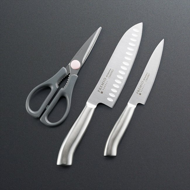0 プレミオ オールステンレス三徳・ペティ・キッチンバサミセット 31813 内祝 内祝い お祝 御祝 記念品 出産内祝い プレゼント 快気祝い 粗供養 引出物
