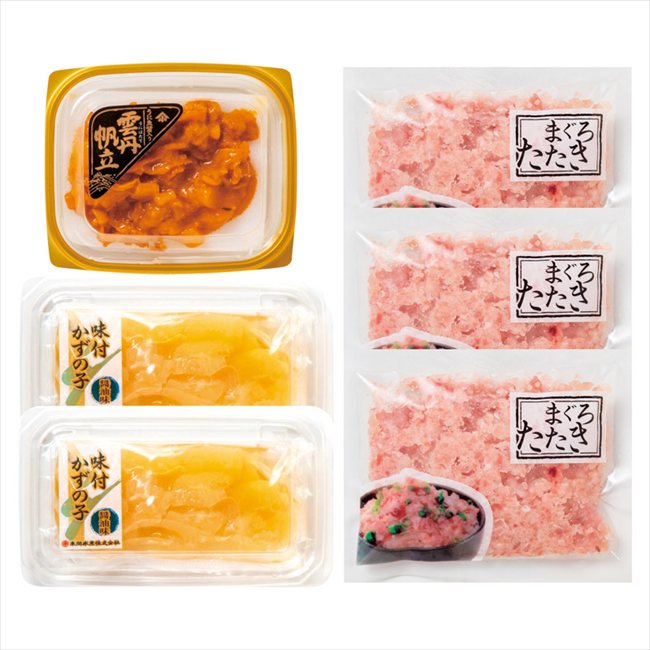 0 うにほたて醤油入・数の子・まぐろたたき詰合せ 5550-50c 内祝 内祝い お祝 御祝 記念品 出産内祝い プレゼント 快気祝い 粗供養 引出物