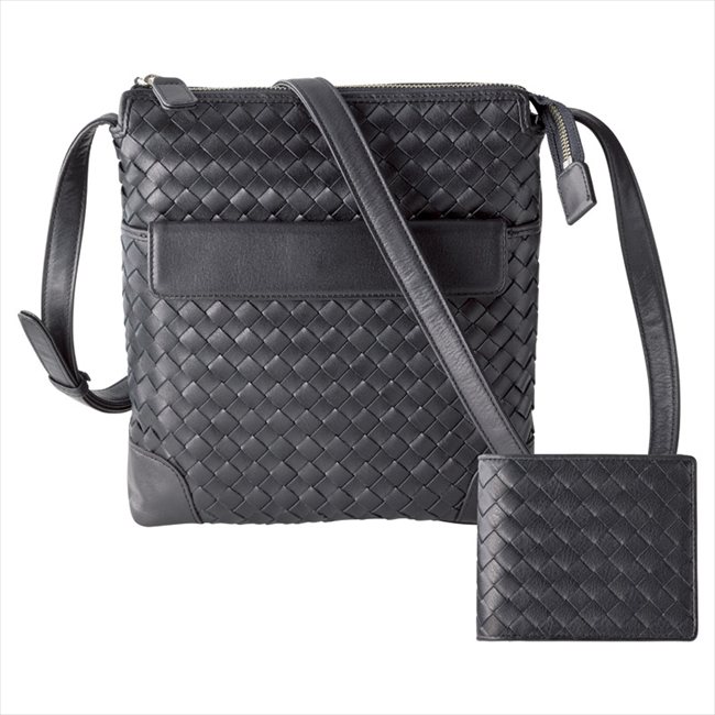 良品工房 日本製牛革編込ショルダー&財布（ブラック） N169B-232B 内祝 内祝い お祝 御祝 記念品 出産内祝い プレゼント 快気祝い 粗供養 引出物
