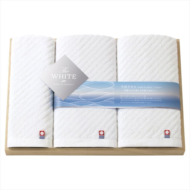 今治 ザ ホワイト 日本製 スリムバスタオル2P&フェイスタオル（木箱入） 65540 内祝 内祝い お祝 御祝 記念品 出産内祝い プレゼント 快気祝い 粗供養 引出物