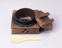 【IH対応】鉄釜めしセット(内面茶ホーロー仕上)木蓋・釜台付 17cm 業務用 キッチン用品 厨房用品 食器 居酒屋 おしゃれ食器 創作料理