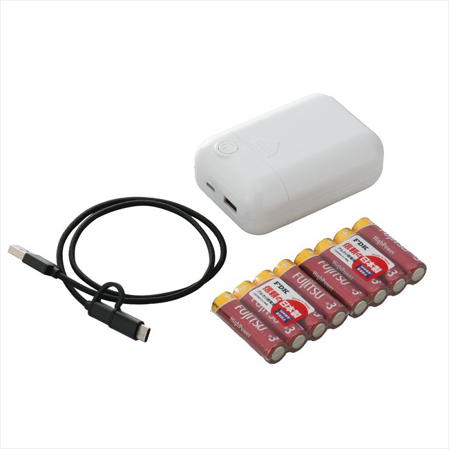 10年保存乾電池付き2ポート乾電池スマホ充電器 BP-838G 粗品 景品 記念品 来場記念 来店促進 ノベルティ プチギフト