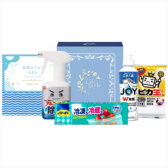 ■セット内容：レック 除菌の激落ちくん320ml・P&G 除菌ジョイコンパクト170ml・ライオン リード冷凍も冷蔵も新鮮保存バッグS3枚・ピカ王ミニ・抗菌 拭く拭くふきん1枚　各1 ■商品サイズ： ■荷姿：化粧箱 メーカー希望小売価格はメーカーカタログに基づいて掲載しています ■さまざまなギフトアイテムをご用意しております。 内祝　内祝い　お祝い返し　ウェディングギフト　ブライダルギフト　引き出物　引出物　結婚引き出物　結婚引出物　結婚内祝い　出産内祝い 命名内祝い　入園内祝い　入学内祝い　卒園内祝い　卒業内祝い　就職内祝い　新築内祝い　引越し内祝い　快気内祝い　開店内祝い　二次会 披露宴　お祝い　御祝　結婚式　結婚祝い　出産祝い　初節句　七五三　入園祝い　入学祝い　卒園祝い　卒業祝い　成人式　就職祝い　昇進祝い 新築祝い　上棟祝い　引っ越し祝い　引越し祝い　開店祝い　退職祝い　快気祝い　全快祝い　初老祝い　還暦祝い　古稀祝い　喜寿祝い　傘寿祝い 米寿祝い　卒寿祝い　白寿祝い　長寿祝い　金婚式　銀婚式　ダイヤモンド婚式　結婚記念日　ギフト　ギフトセット　セット　詰め合わせ　贈答品　お返し お礼　御礼　ごあいさつ　ご挨拶　御挨拶　プレゼント　お見舞い　お見舞御礼　お餞別　引越し　引越しご挨拶　記念日　誕生日　父の日　母の日　敬老の日 記念品　卒業記念品　定年退職記念品　ゴルフコンペ　コンペ景品　景品　賞品　粗品　お香典返し　香典返し　志　満中陰志　弔事　会葬御礼　法要 法要引き出物　法要引出物　法事　法事引き出物　法事引出物　忌明け　四十九日　七七日忌明け志　一周忌　三回忌　回忌法要　偲び草　粗供養　初盆 供物　お供え　お中元　御中元　お歳暮　御歳暮　お年賀　御年賀　残暑見舞い　年始挨拶　ボーリング大会　景品　レミパン　ゼリー　スターバックス 千疋屋　結婚式　そうめん　ローラアシュレイ　プリン　話題　ディズニー　カタログギフト　ティファール　ビタクラフト　ステンレスタンブラー　リラックマ のし無料　メッセージカード無料　ラッピング無料■セット内容：レック 除菌の激落ちくん320ml・P&G 除菌ジョイコンパクト170ml・ライオン リード冷凍も冷蔵も新鮮保存バッグS3枚・ピカ王ミニ・抗菌 拭く拭くふきん1枚　各1 ■商品サイズ： ■荷姿：化粧箱