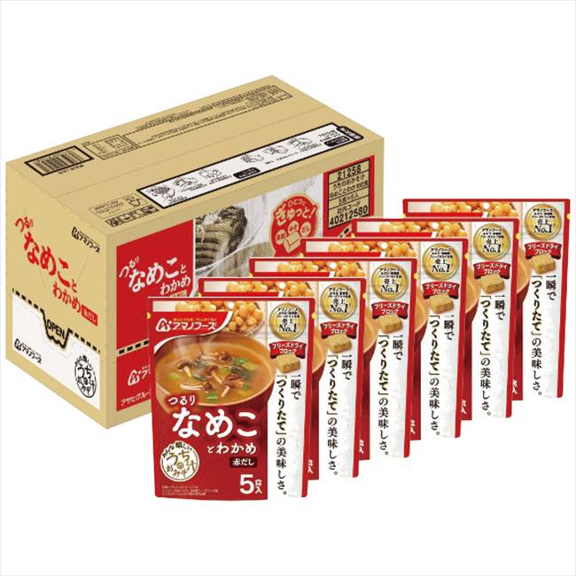 うまいものグルメ アマノフーズ フリーズドライなめことわかめ(赤だし)5食入×6袋 ...