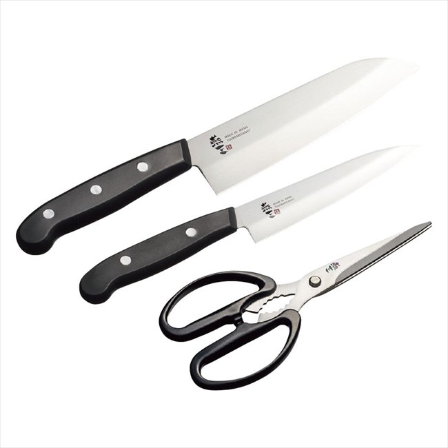 燕三 ステンレス包丁＆キッチンハサミ3点セットA EM-070 景品 記念品 粗品 ノベルティ 名入れ 御挨拶 ..