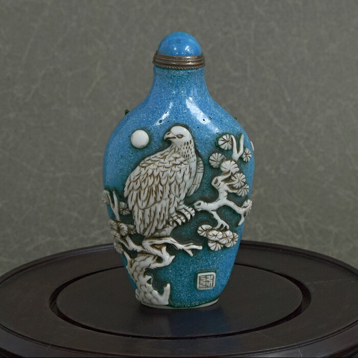 鼻煙壺 籠紋色絵 時代物 アンティーク 中国美術