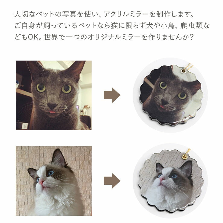 【受注生産】 ミラー 鏡 日本製 コンパクトミラー スライドミラー オリジナル 写真 ラウンドミラー ペット かわいい アクリルミラー 手鏡 小さい 小さめ【オリジナル写真 アクリルスライドミラー】