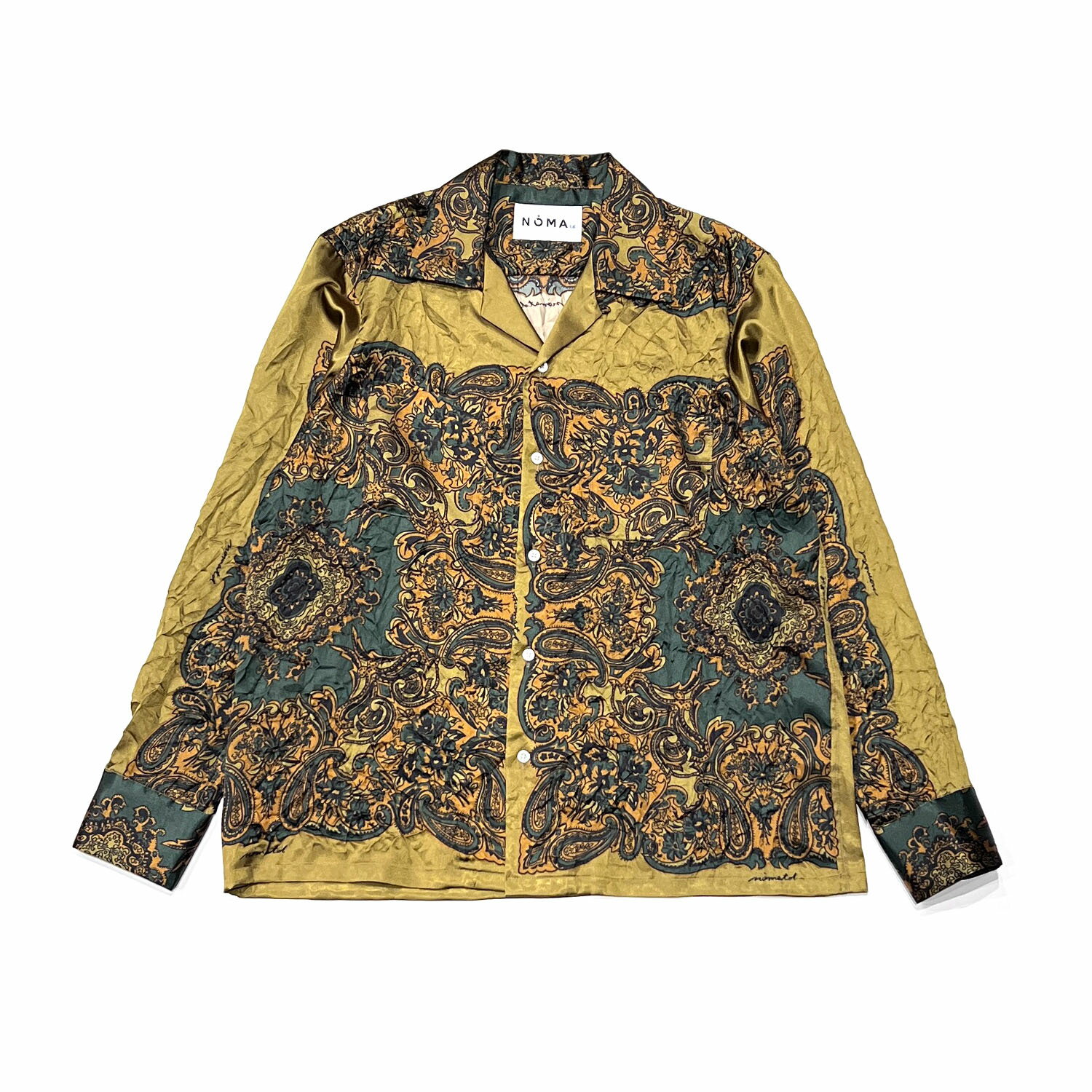 NOMA t.d.【ノーマティーディー】-Wrinkled Open Colar Shirt Paisley/Oliveのサムネイル