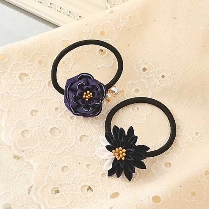 つまみ細工 キット コットン生地で作る 普段づかいのつまみ細工　剣つまみと丸つまみのヘアゴムセット..