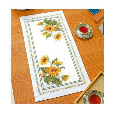 オリムパス クロスステッチ 刺繍キット (刺しゅう）テーブルセンター 美しい花たち 【サンフラワー】
