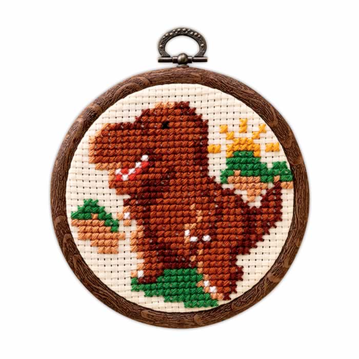 オリムパス かんたんクロスステッチ　刺しゅうキット　きょうりゅう（恐竜）さん大集合シリーズ ティラノサウルス 夏休み　子供手芸