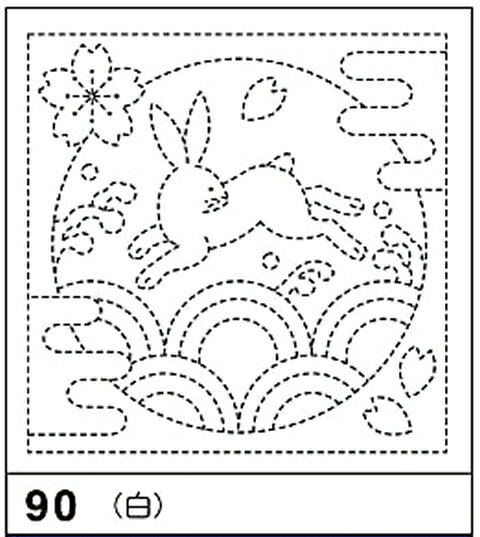 刺し子 オリムパス リハビリ手芸（健康手芸）花ふきん布パックうさぎと青海波 オリムパス