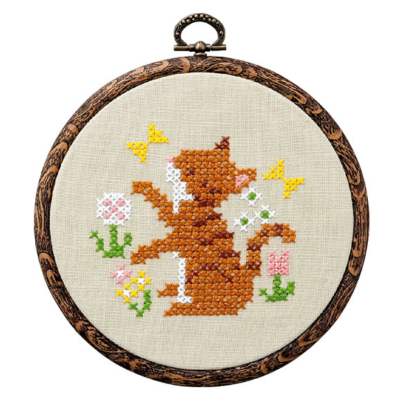 夏休工作（子供手芸）自由研究 小学生 女の子 ルシアン（コスモ）ぬりえみたいなクロスステッチ 刺繍キ..