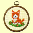 夏休み 工作 女の子 小学生 自由研究 工作キットクロスステッチ 刺繍キット(イヌとお花)おしゃれフープ付き 初心者向け
