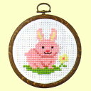 夏休み 工作 女の子 小学生 自由研究 工作キットクロスステッチ 刺繍キット(うさぎとお花)おしゃれフープ付き 初心者向け