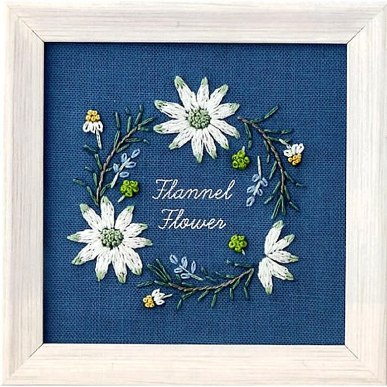 青木和子 刺繍キット 12か月の植物手帖 Flannel Flower（フランネルフラワー）