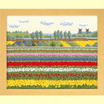 クロスステッチ 刺繍キット(オリムパス 刺しゅうキット）チューリップ畑（オランダ）