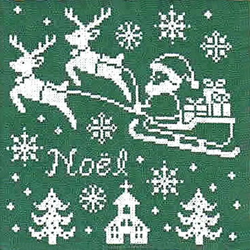 クリスマス クロスステッチ 刺繍キット(刺しゅうキット）サンタクロース（グリーン）