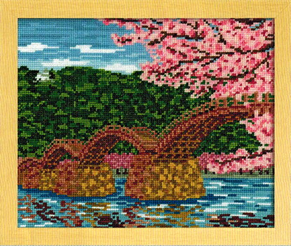 オリムパス クロスステッチ 刺繍キット(刺しゅうキット） 桜と錦帯橋