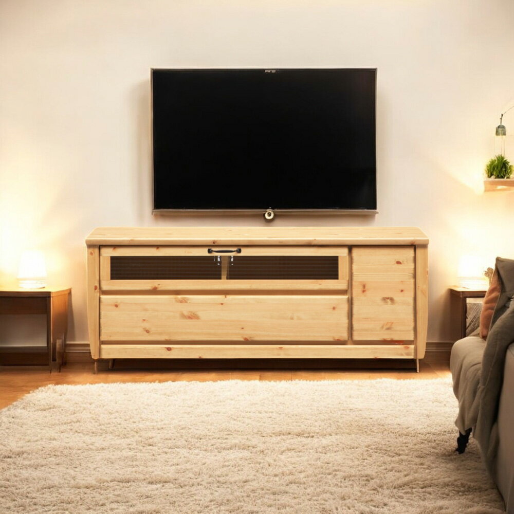 【期間中ポイント10倍】国産 テレビボード リビングボード フラップ扉 無垢材 幅135cm キャビネット カントリー調 アンティーク クロスガラス オイル塗装 木製 日本製 オシャレ ナチュラル