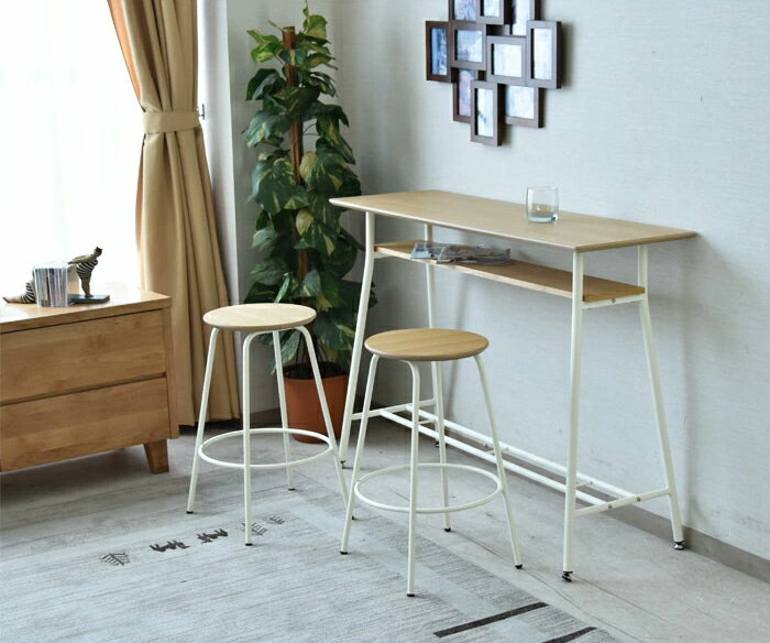 【★数量限定・特価・在庫限り】カウンター＆チェアー 3点セット 幅120cm バーカウンター カフェ リビングテーブル カウンターチェアー ダイニング 食卓 ウォールナット調 オーク調 ブラウン ナチュラル パソコンデスク カウンターテーブル